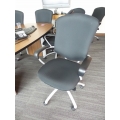 Teknion style Black and Grey High Back Rolling Task Chair